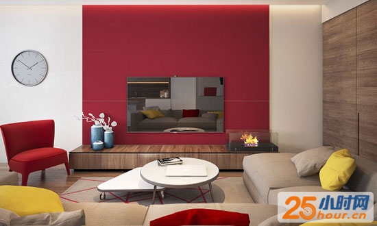 红黄跳跃活力暖色 12图现代公寓设计